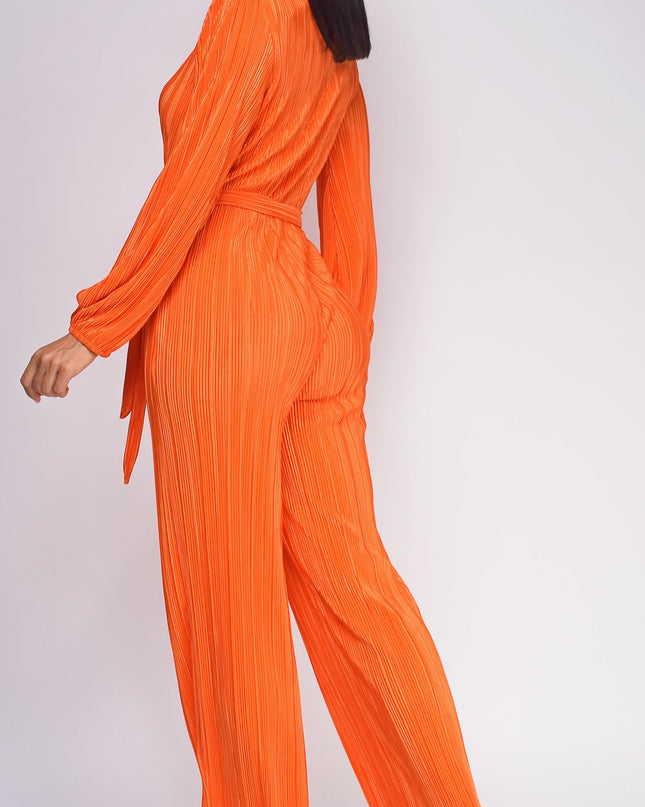 Orange Juna Surplice Jumpsuit