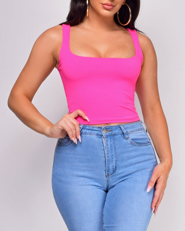 Pink Scoop Neck Tank Top