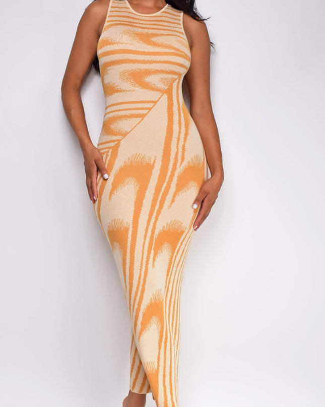 Orange Abstract Maxi Dress