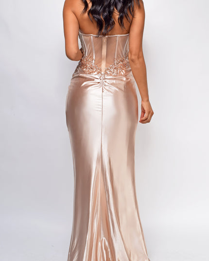 Gold Satin Corset Gown