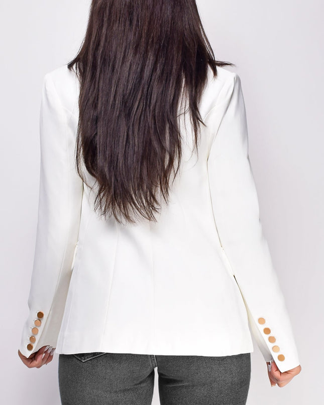 White Gold Button Blazer Jacket