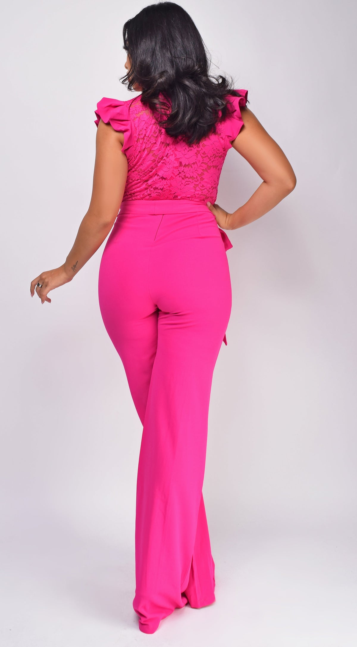 Fuchsia Pink Lace Crochet Jumpsuit