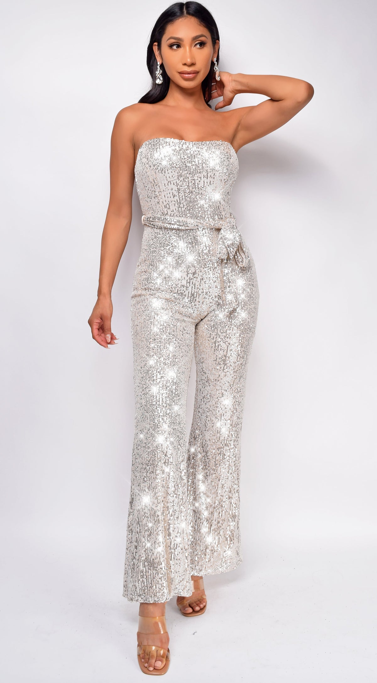 Silver Belted Jumpsuit