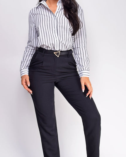 Black Slim Fit Cropped Pants