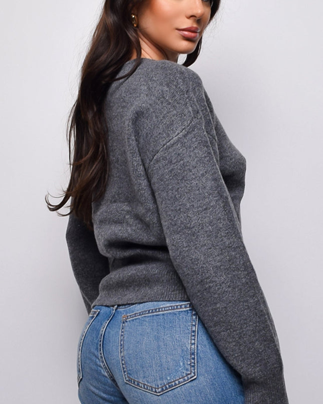 Gray Off Shoulder Sweater