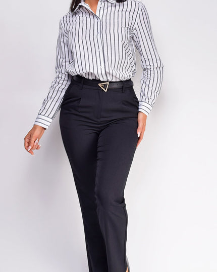 Black Slim Fit Cropped Pants