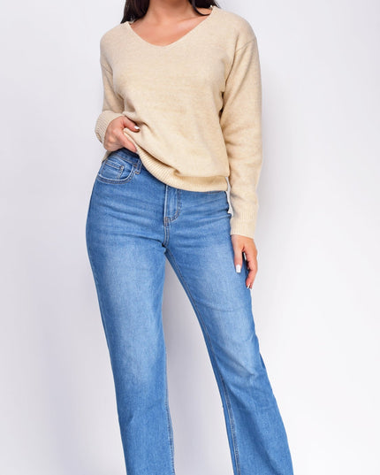 Blue Medium Wash Straight Leg Denim Jeans