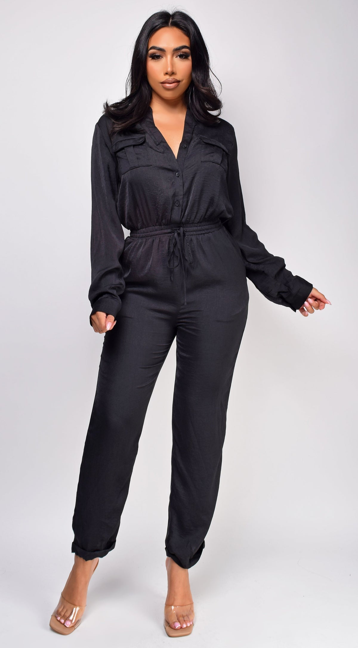 Black Satin Jumpsuit