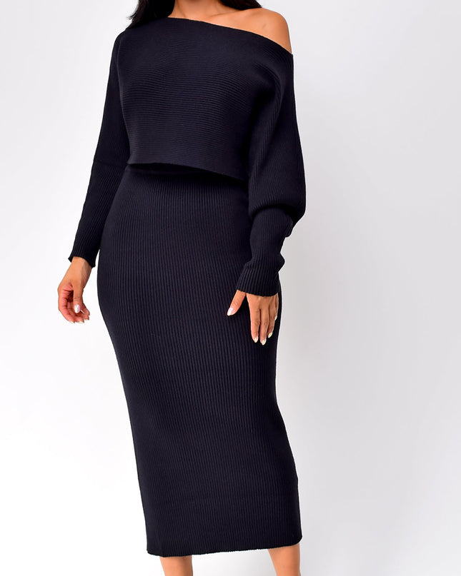 Black Top & Skirt Set