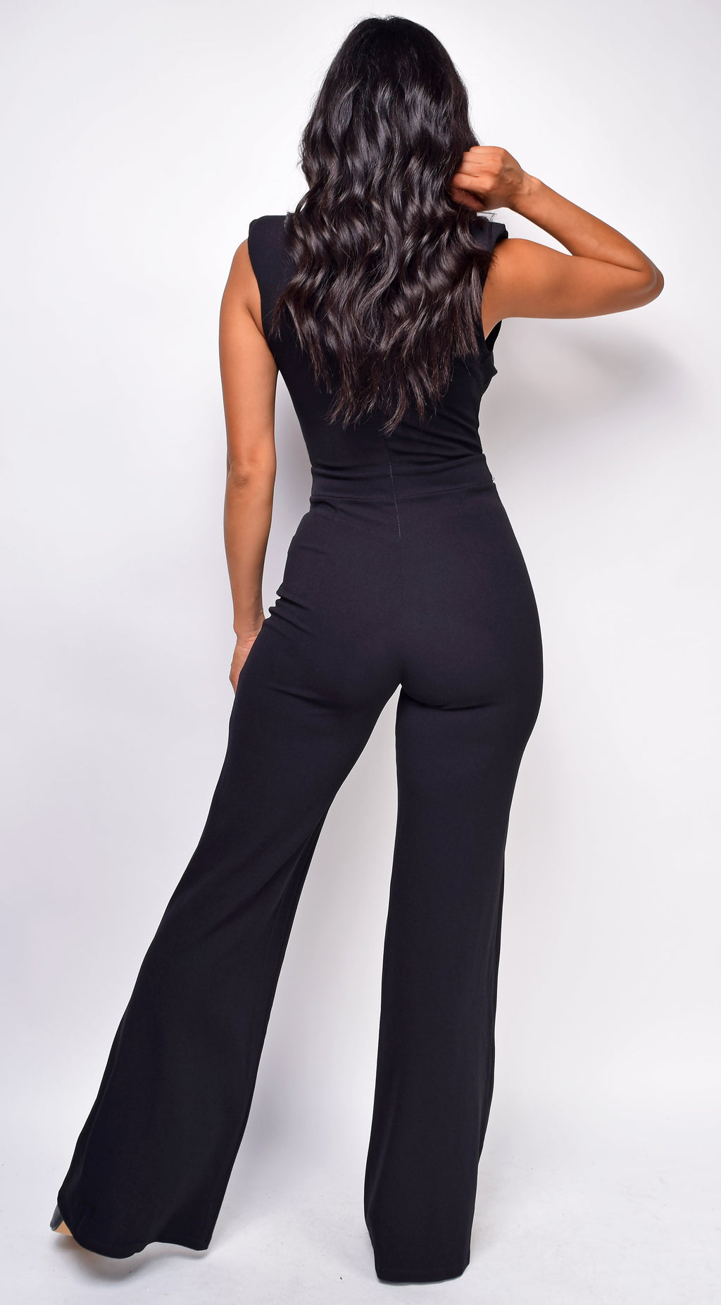 Black Rhinestone Detail Jumpsuit