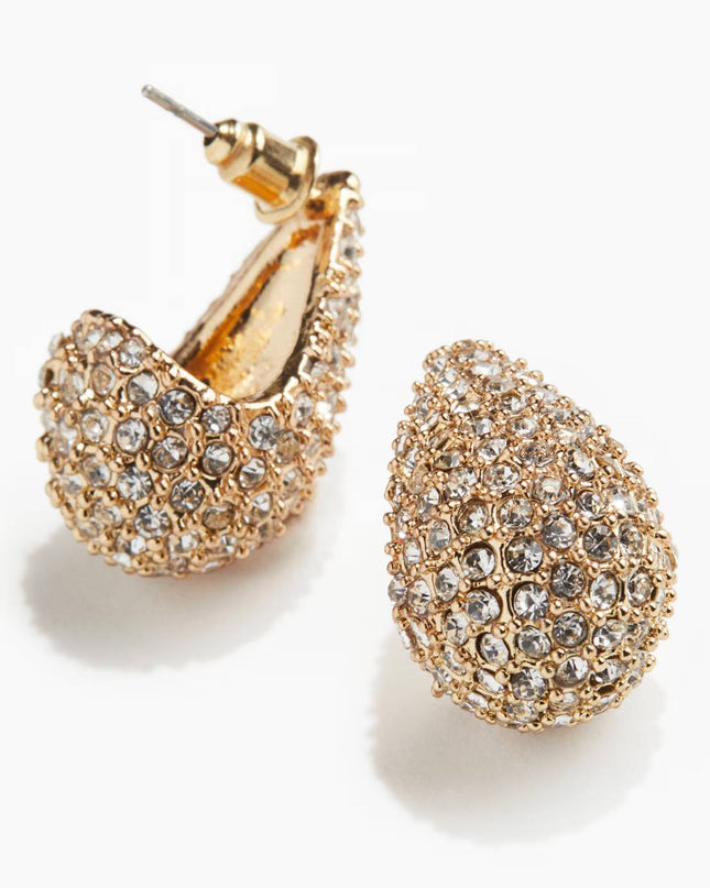 Gold Gold Dipped Cz Pave Wide Tear Drop Earrings