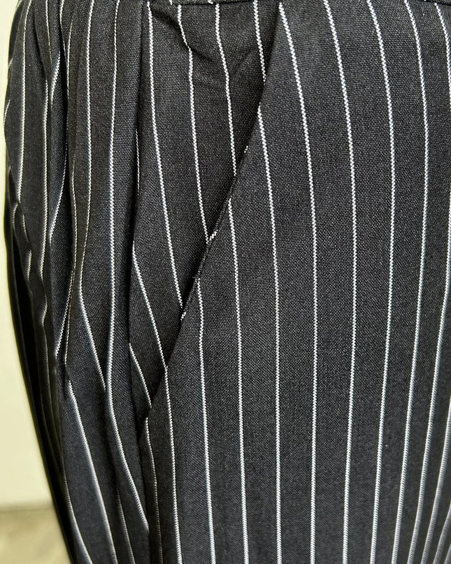 Black Pinstripe Tailored Set