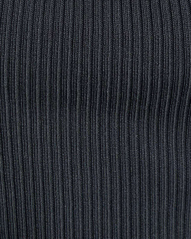Black Gold Accent Ribbed Midi Dress