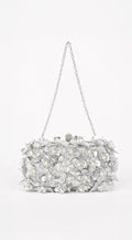 Silver Pearl & Petal Evening Clutch