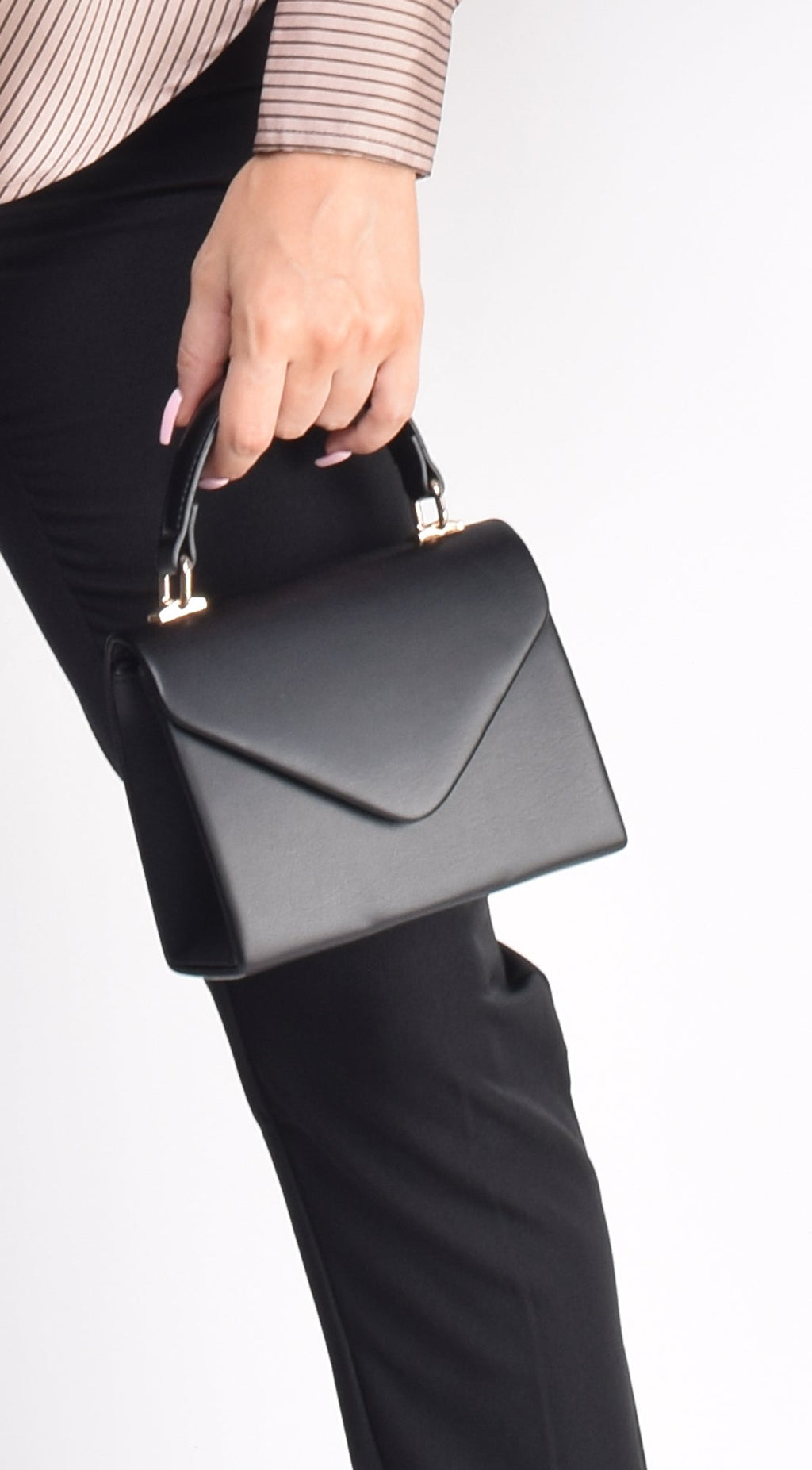 Black Faux Leather Handbag