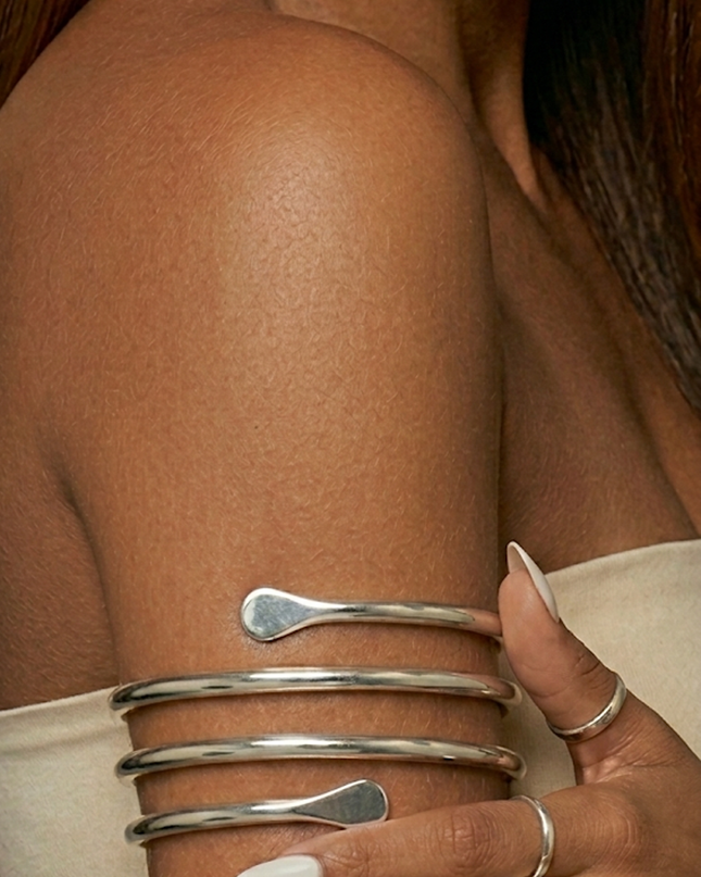 Silver Triple Wrap Arm Cuff Bracelet
