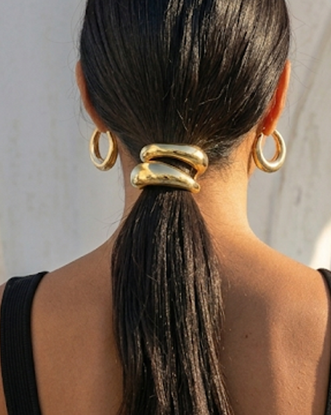 Gold Gold Toned Double Half Loop Hair Tie