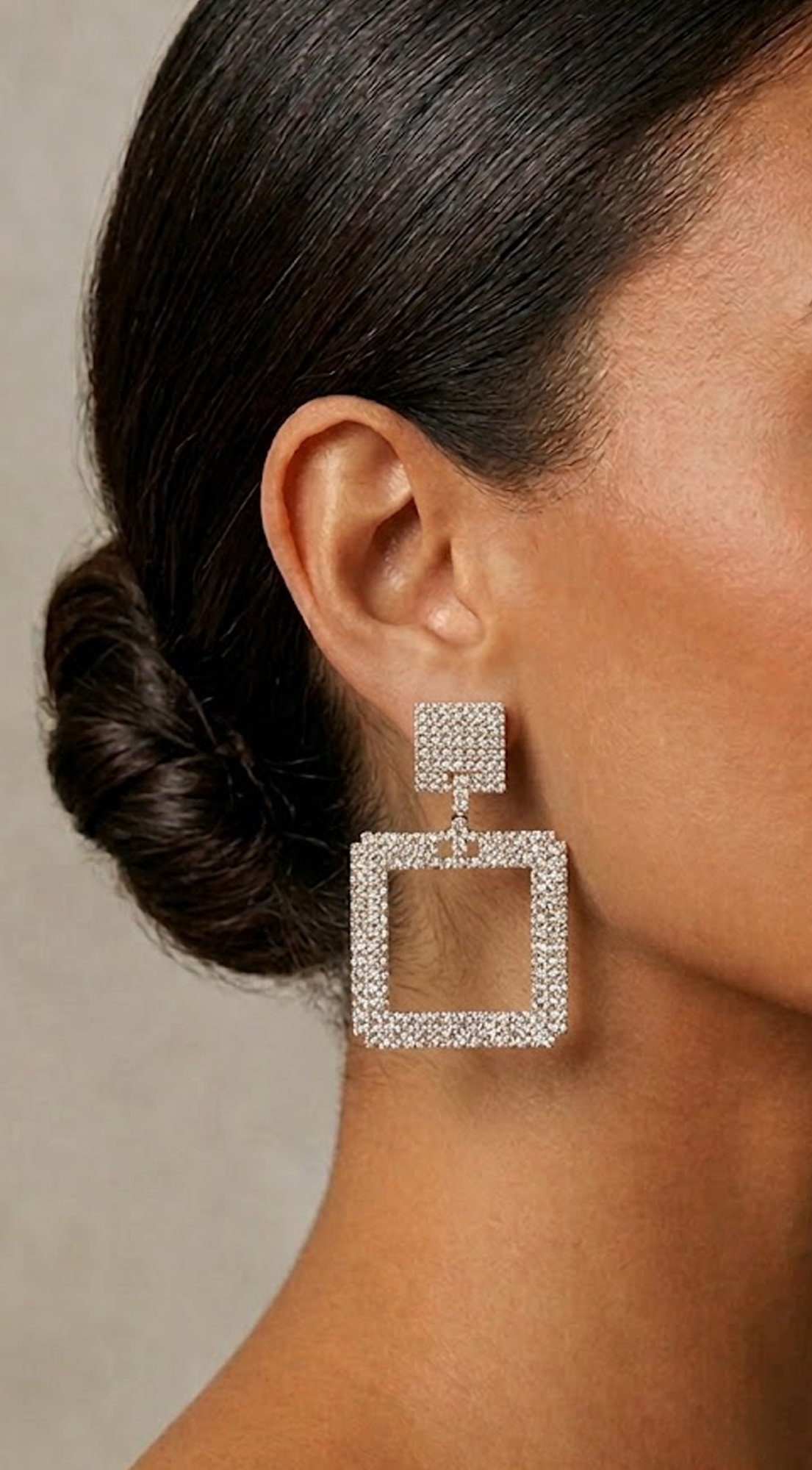 Gold Square Rhinestone Earrings