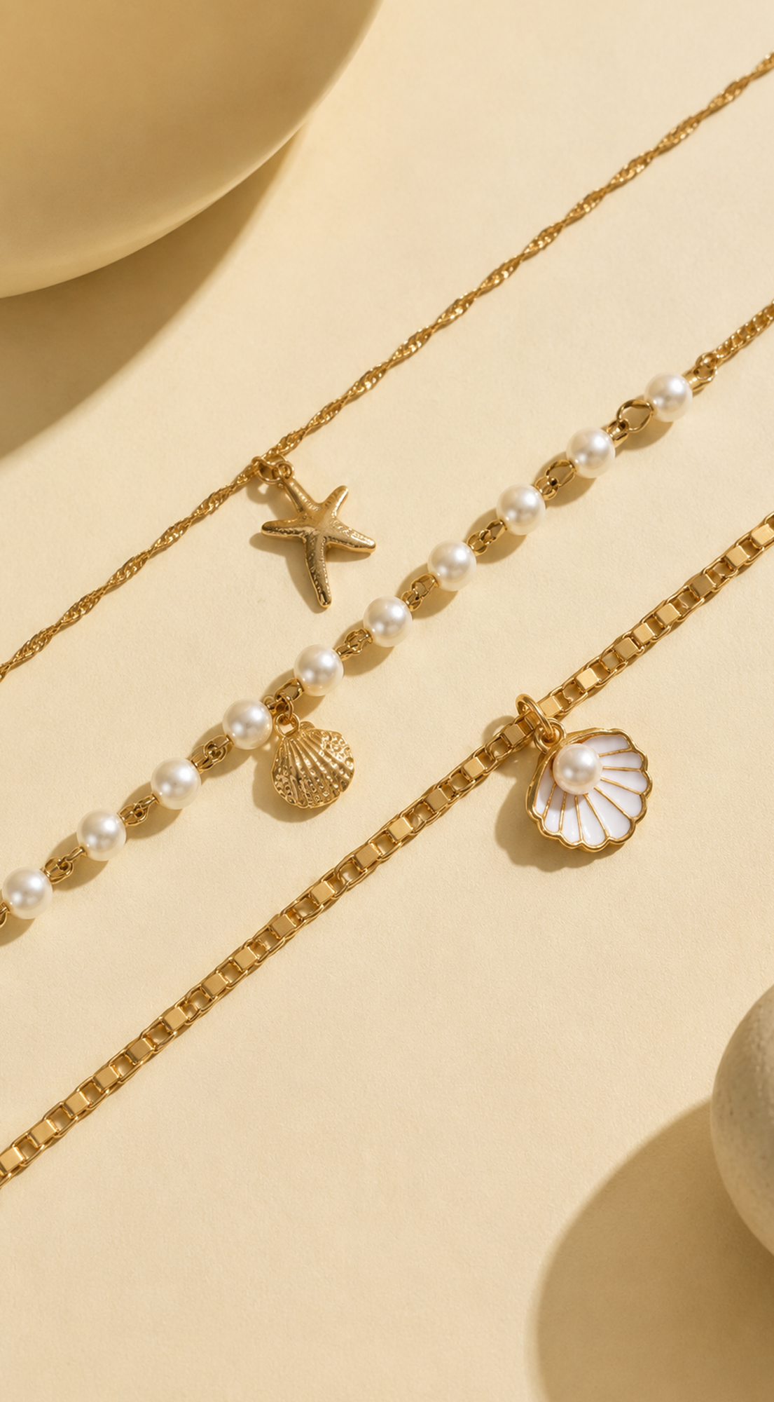 Gold Pearl & Starfish Necklace