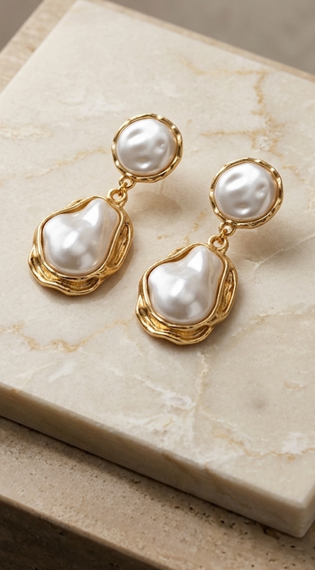 Gold Pearl Drop Earrings