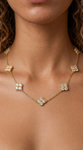 Gold Crystal Clover Necklace