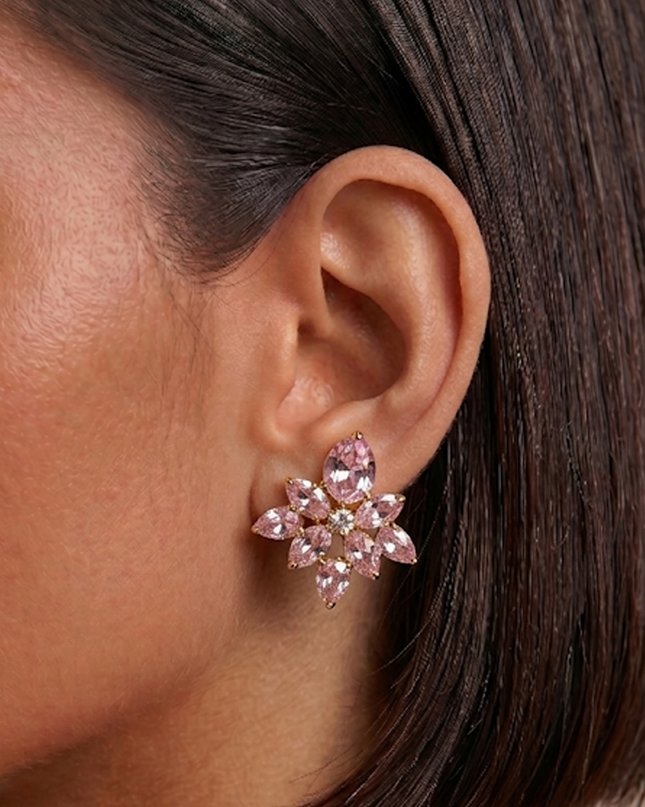 Pink Love Rhinestone Earrings