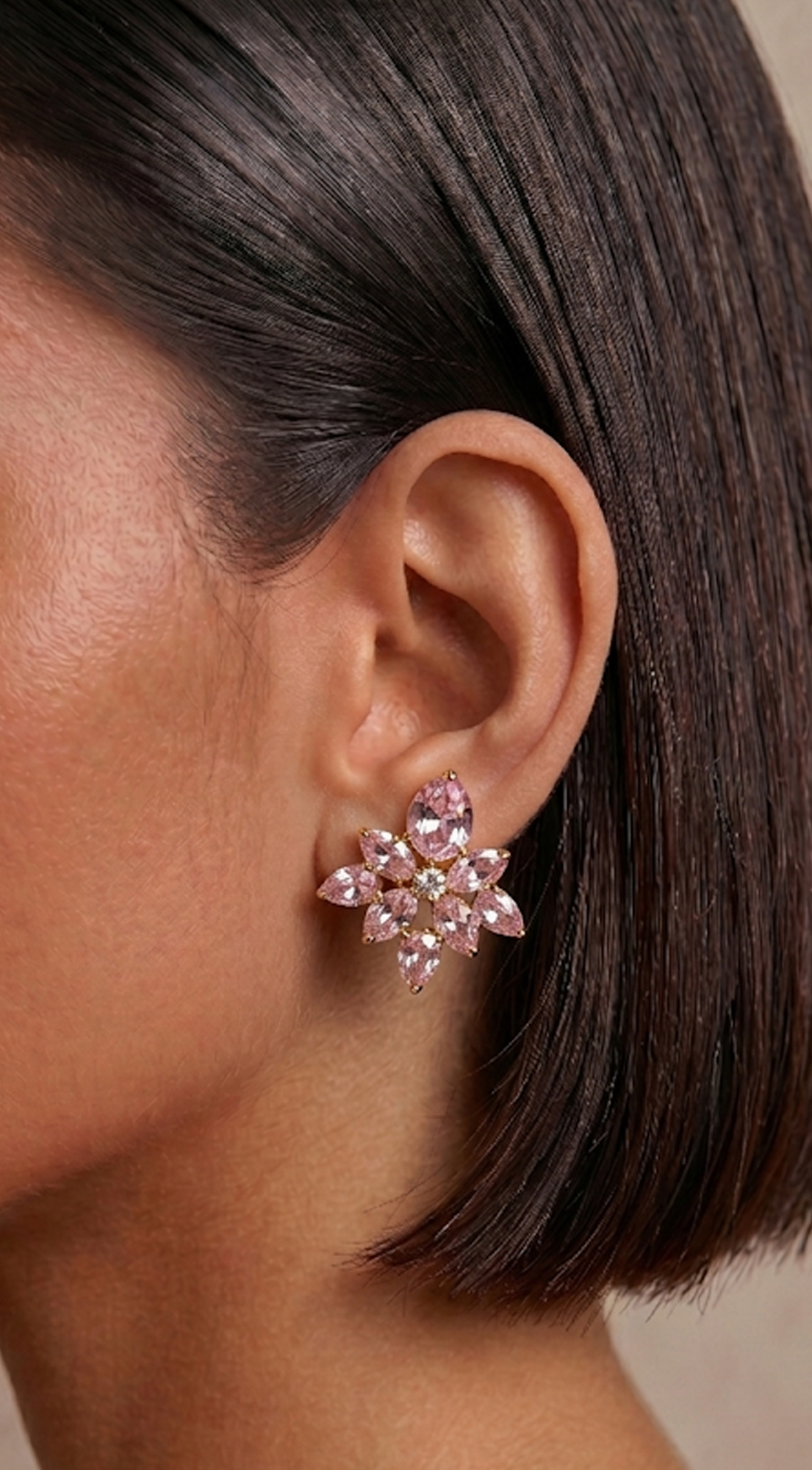 Pink Love Rhinestone Earrings
