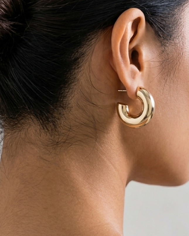 Gold Chunky Metallic Hoop Earrings