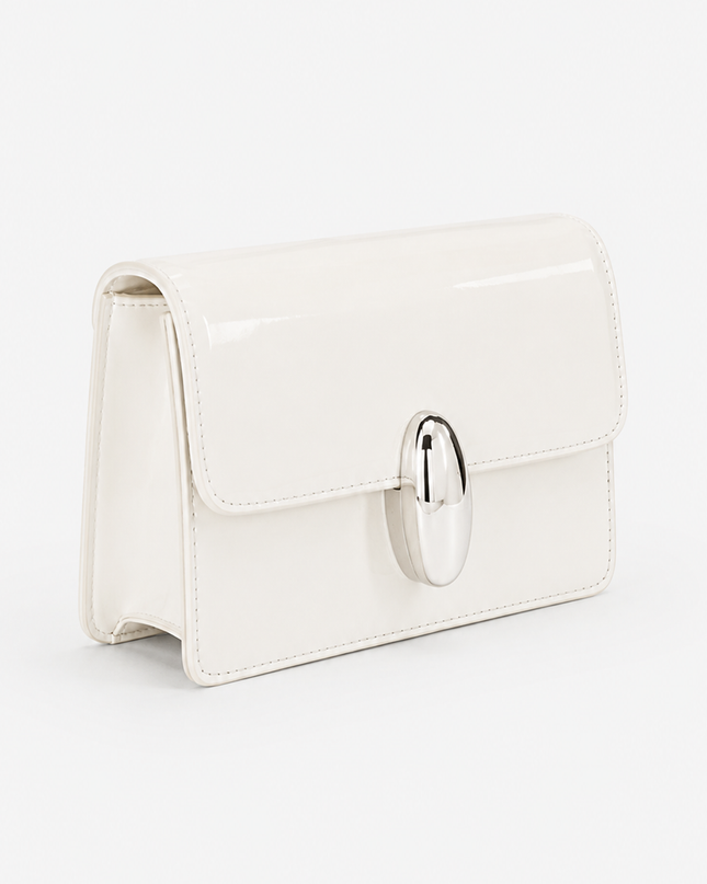 Ivory Glossy Clutch Shoulder Bag