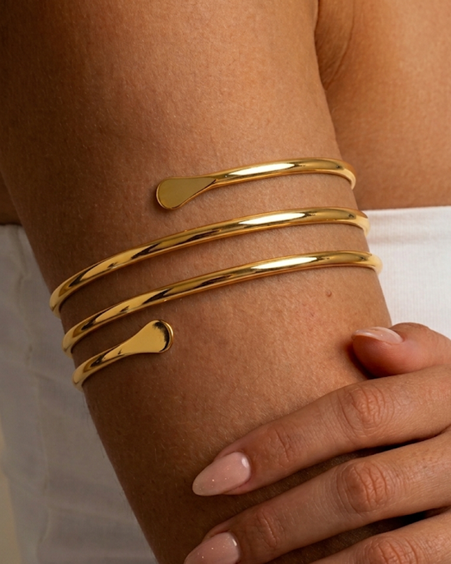 Gold Triple Wrap Arm Cuff Bracelet