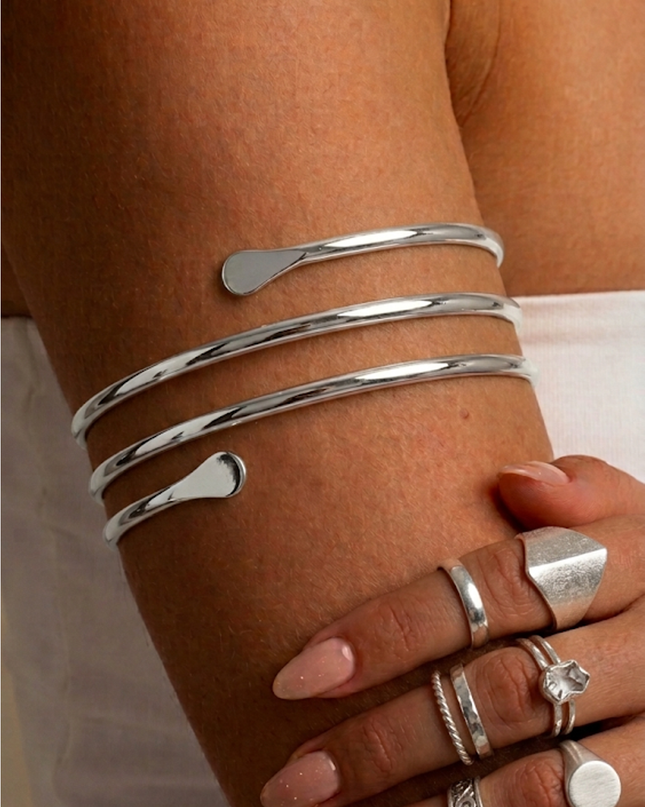 Silver Triple Wrap Arm Cuff Bracelet