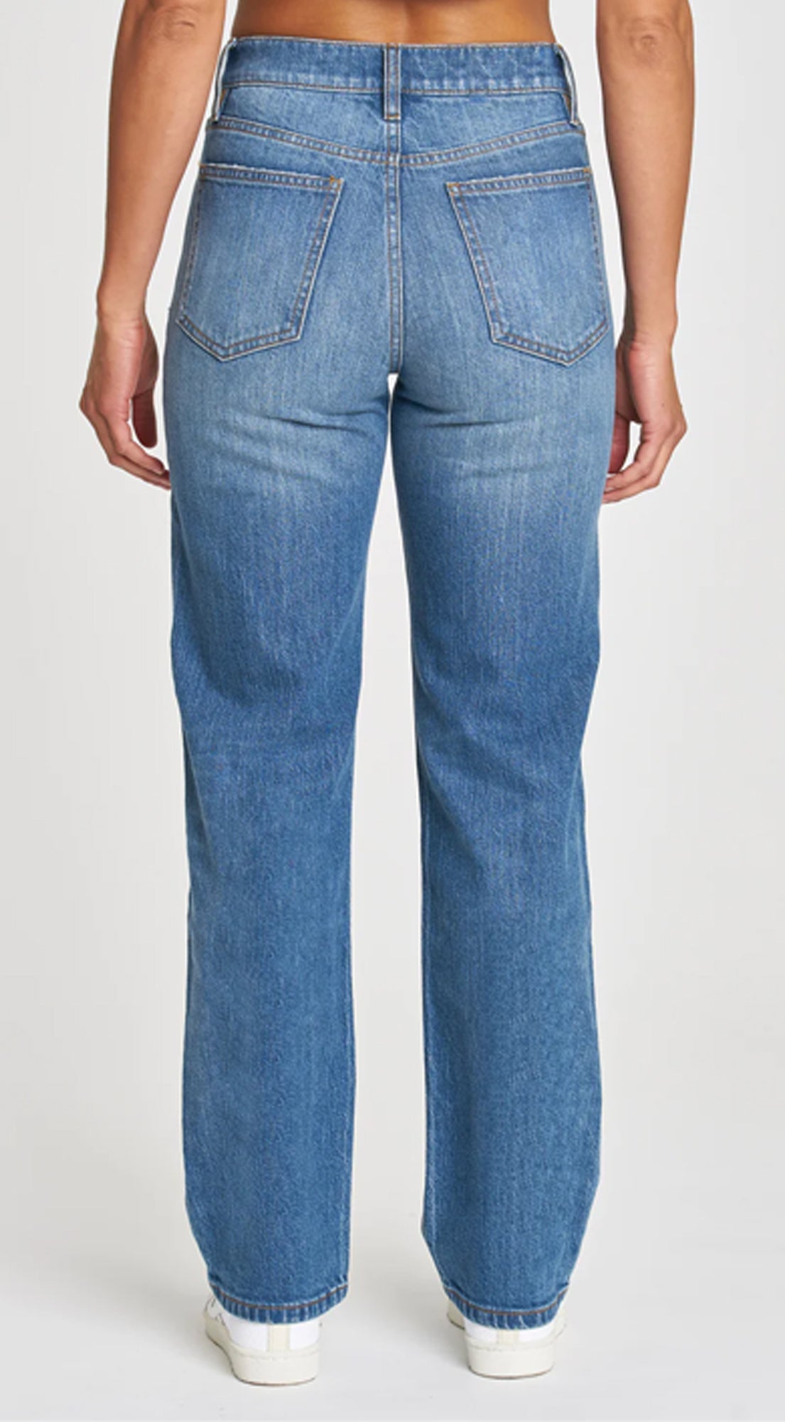 Blue Distressed Straight Leg Denim Jeans