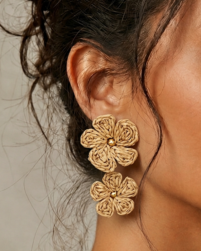 Khaki Zia FLower Earrings