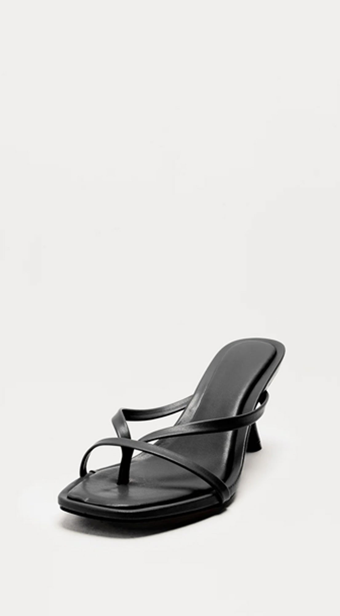 Black Thong Heel Mules
