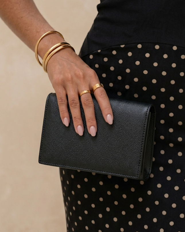 Black Faux Leather Clutch Purse