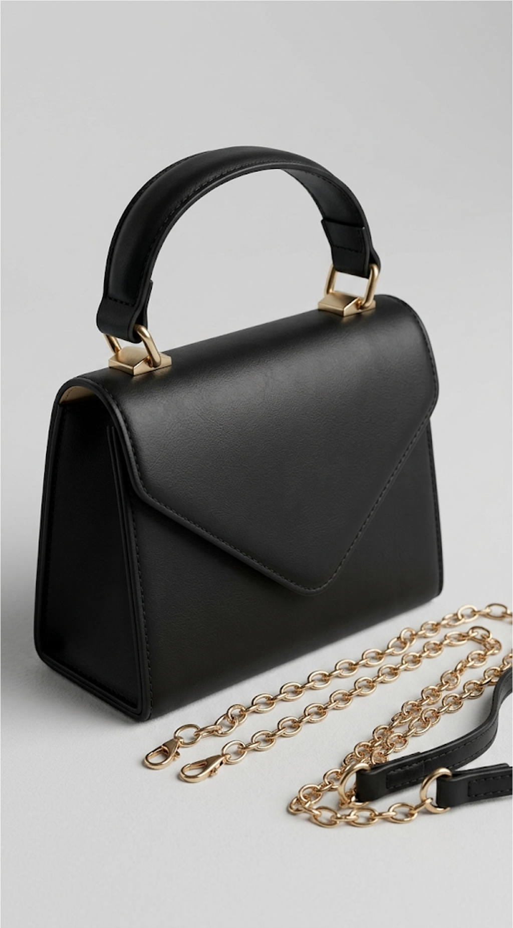 Black Faux Leather Handbag
