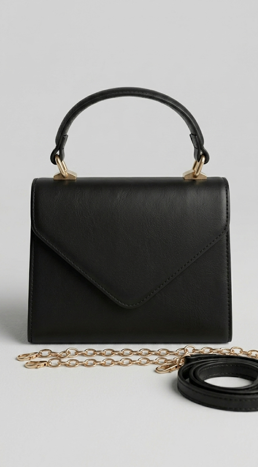 Black Faux Leather Handbag
