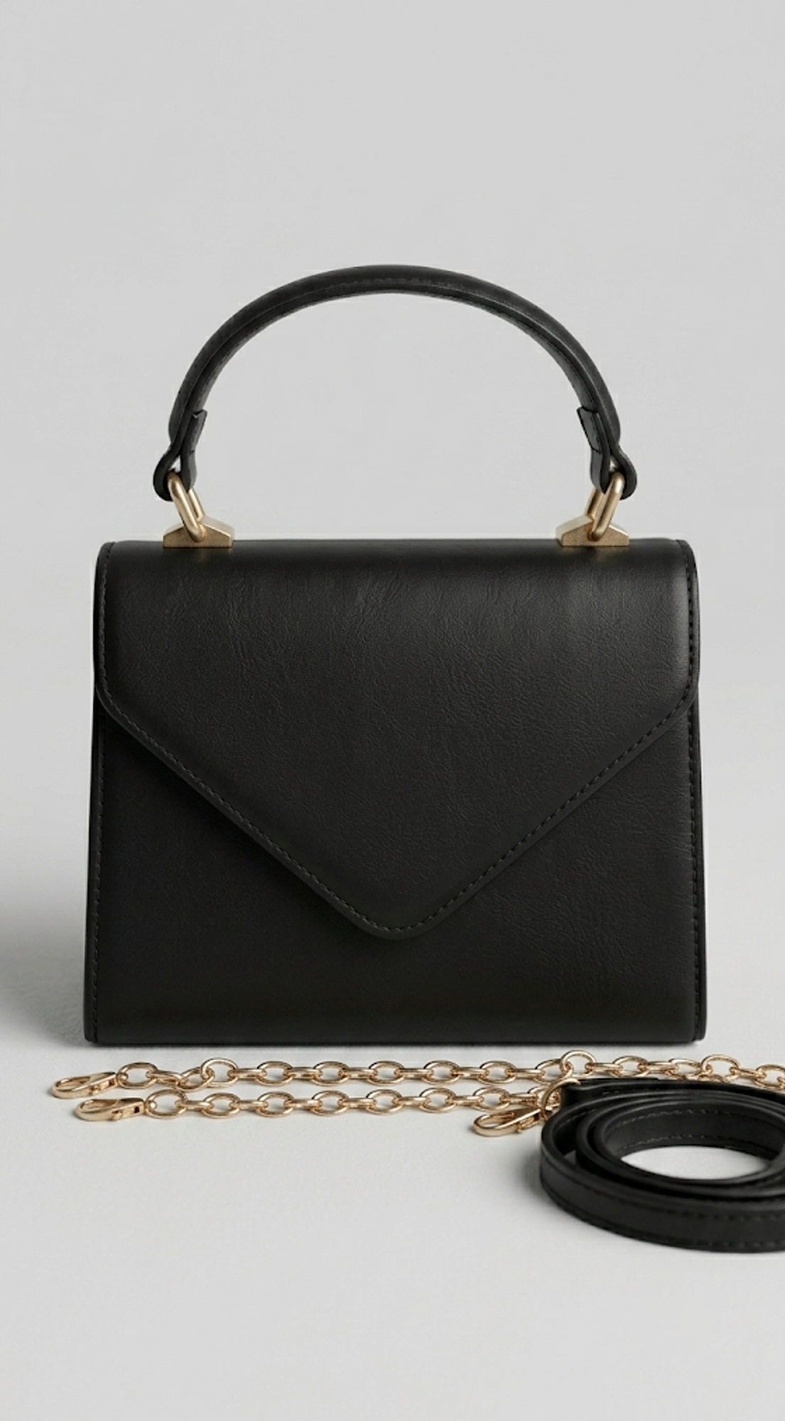 Black Faux Leather Handbag