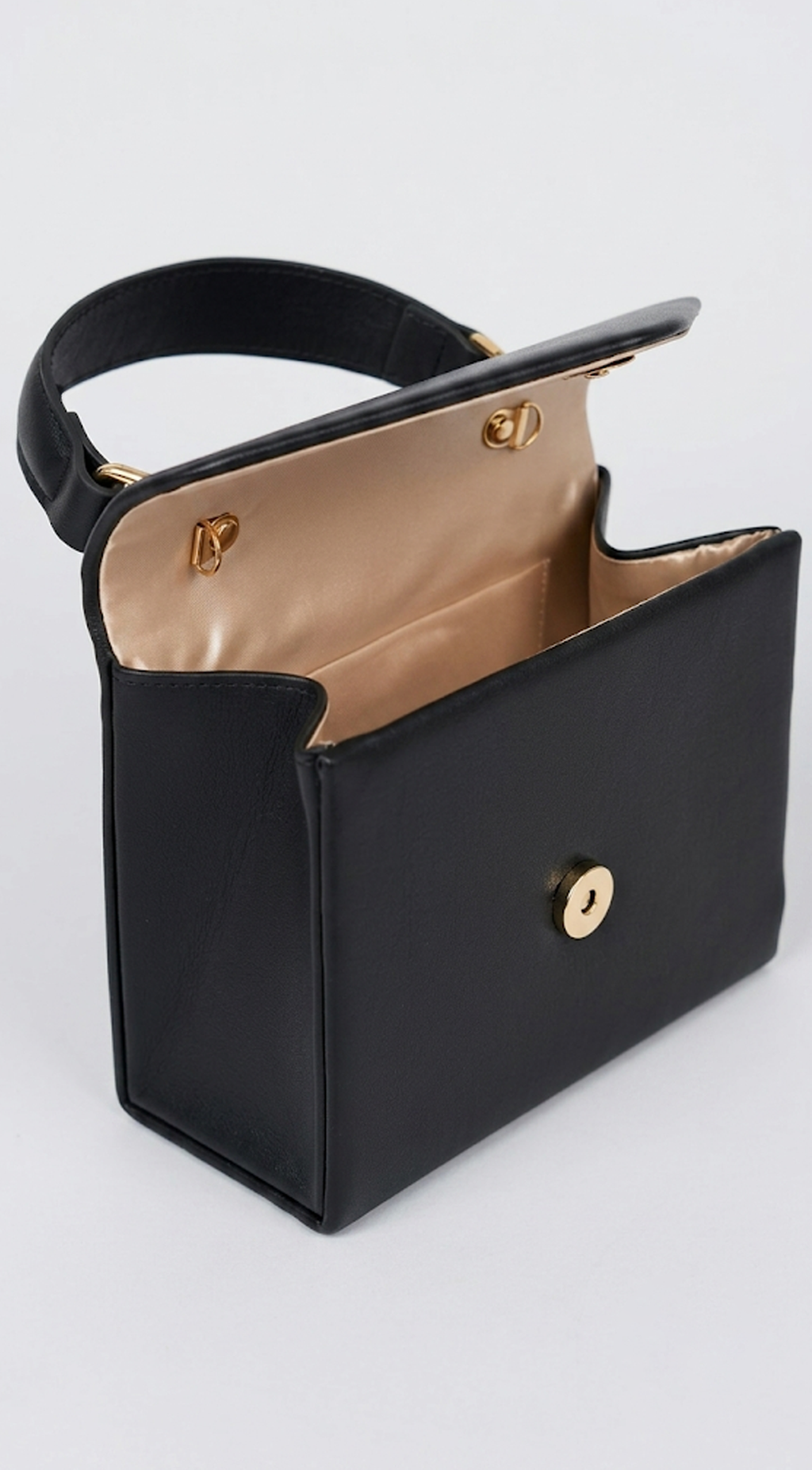 Black Faux Leather Handbag