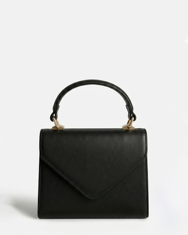 Black Faux Leather Handbag
