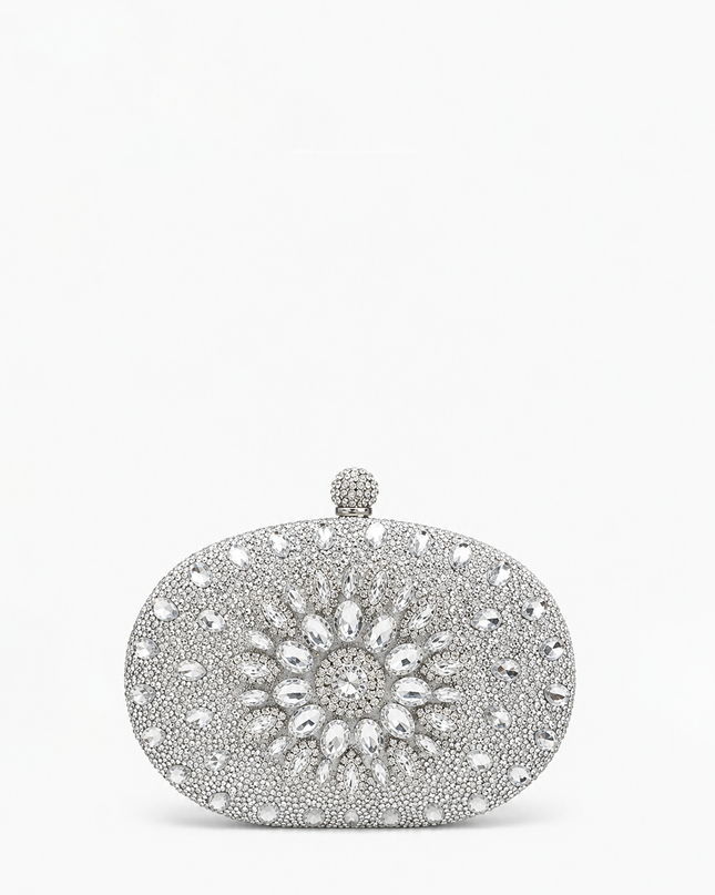 Silver Crystal Clutch Bag