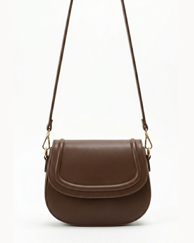 Brown Faux Leather Crossbody Bag
