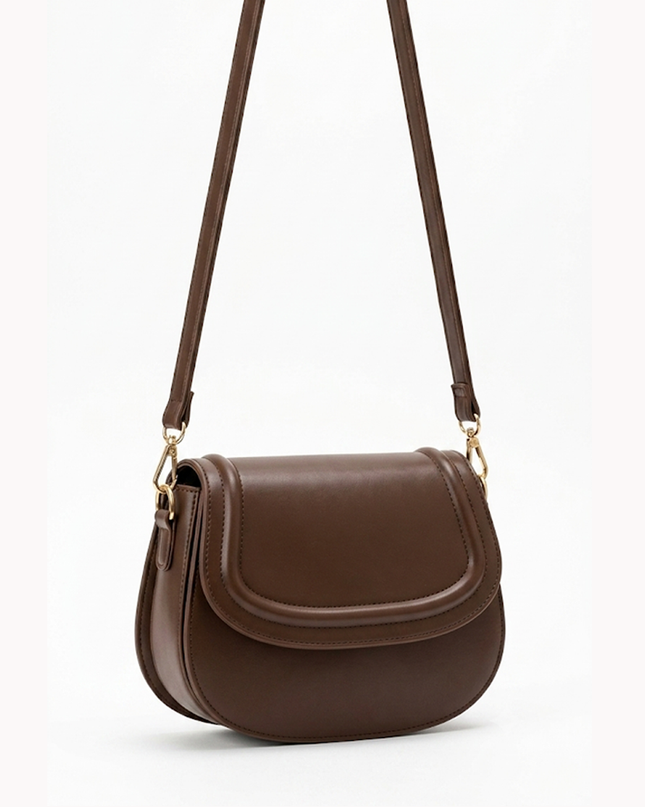 Brown Faux Leather Crossbody Bag