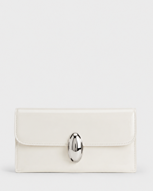 Ivory Glossy Clutch Shoulder Bag