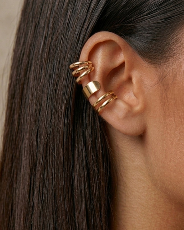 Gold Ear Cuffs 3 piece Earrings Set