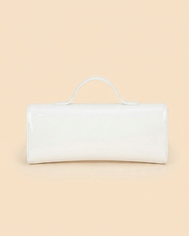 White Faux Leather Clutch Bag