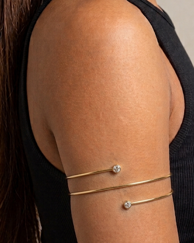 Gold Triple Wrap Arm Cuff Bracelet