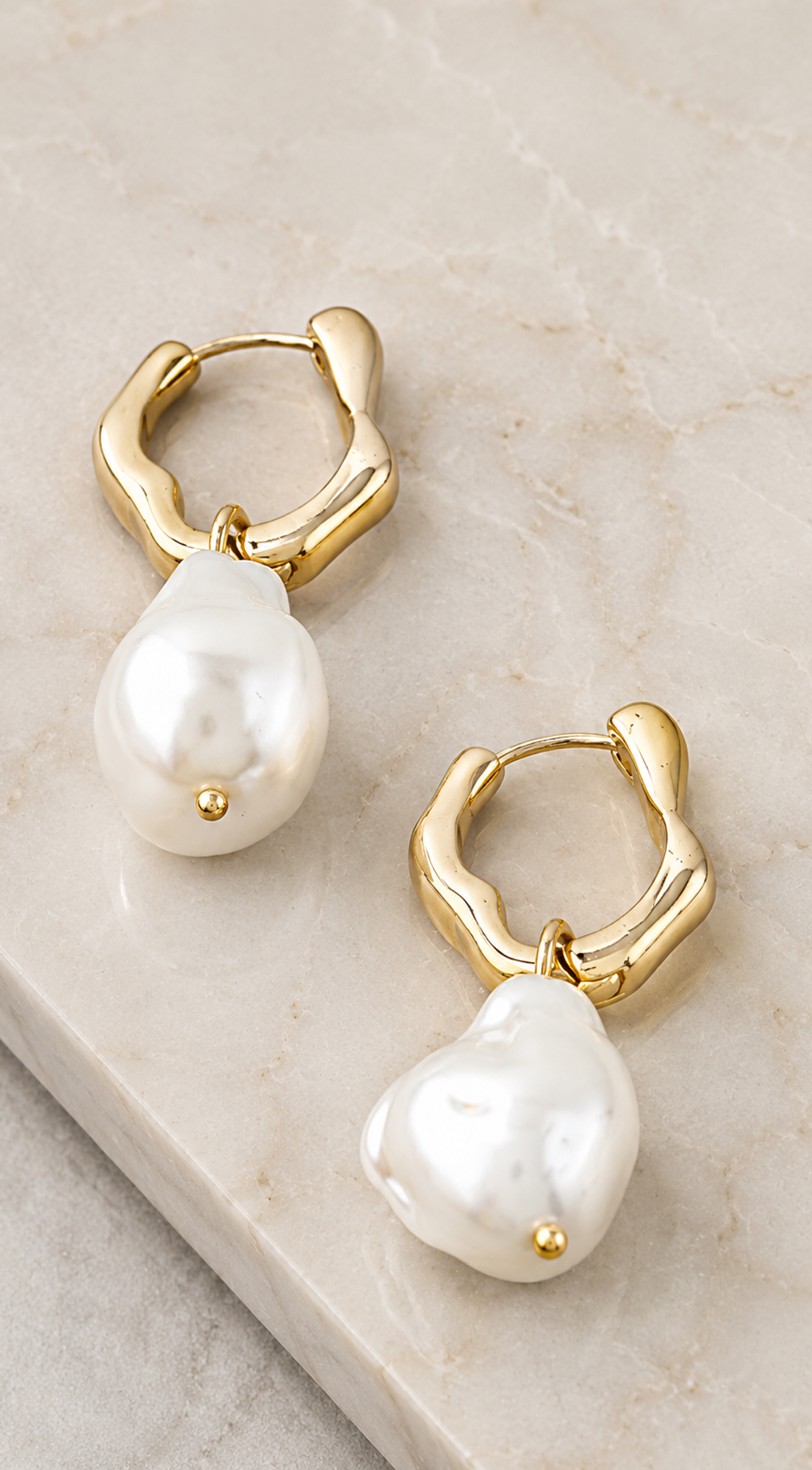 Gold Stone Teardrop Earrings