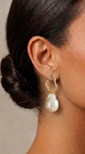 Gold Stone Teardrop Earrings