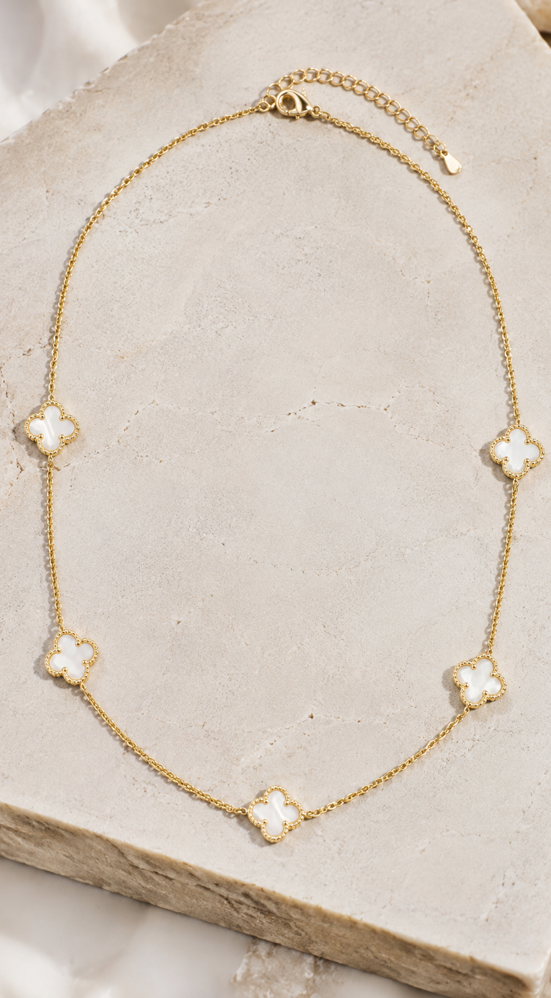 Gold Of Pearl Clover Necklace